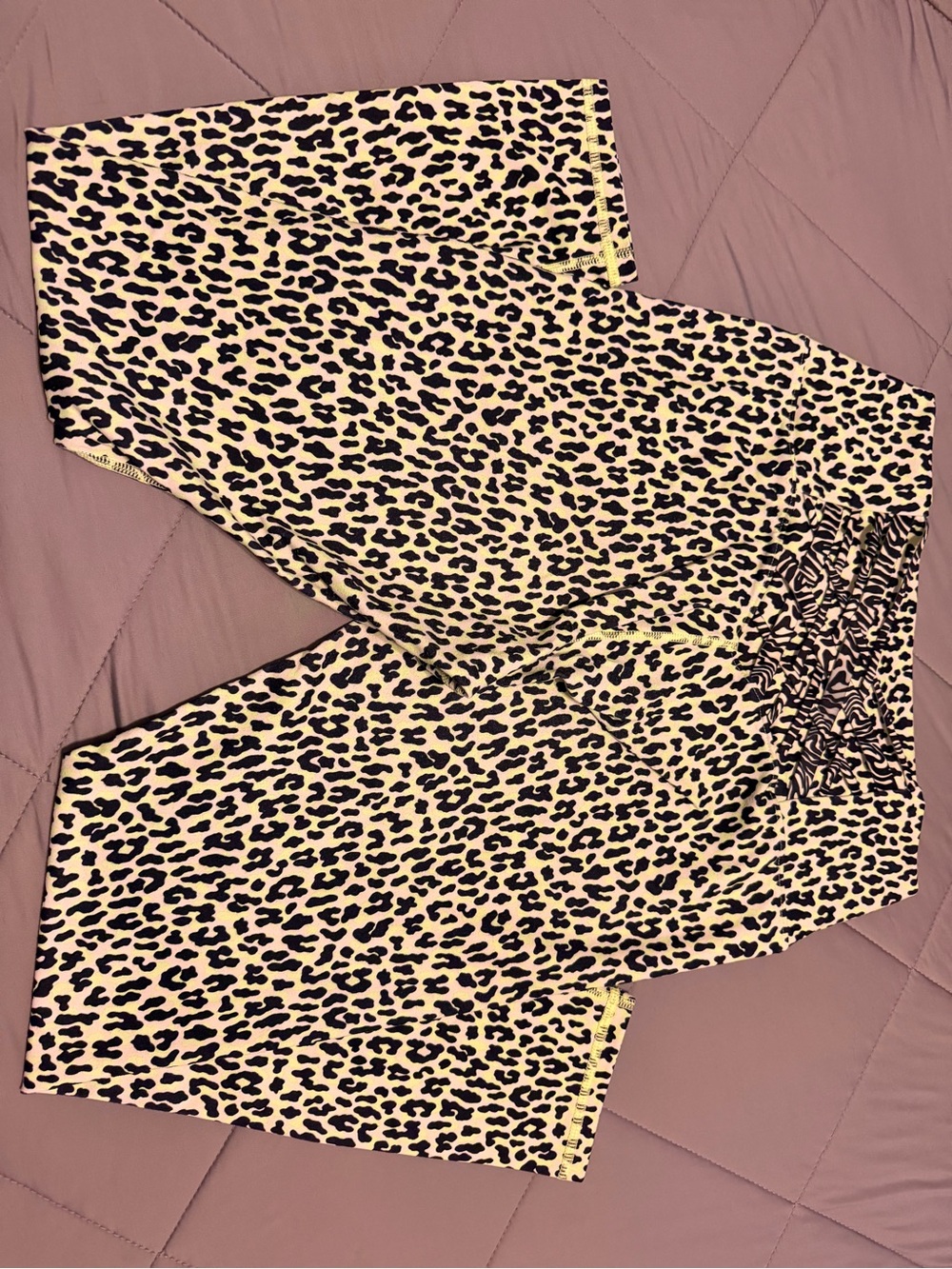 Fabletics Black and Chartreuse Leopard Print Leggings